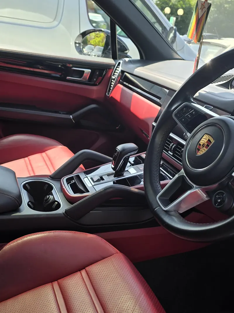 Red leather Porsche seats and interior after cleaning